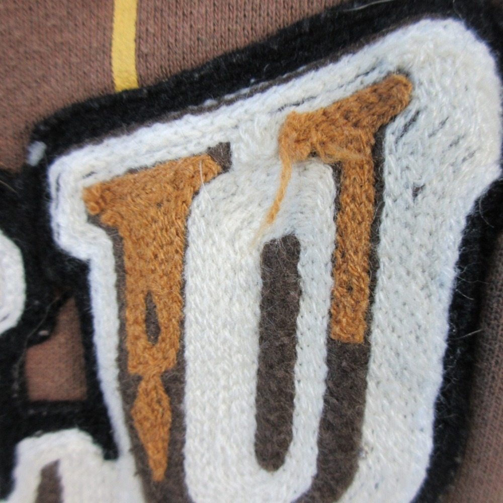 Vtg Y2K Lugz Denim Hoodie Men XL Brown Yellow Striped Logo Skater 1070 - Picture 10 of 16
